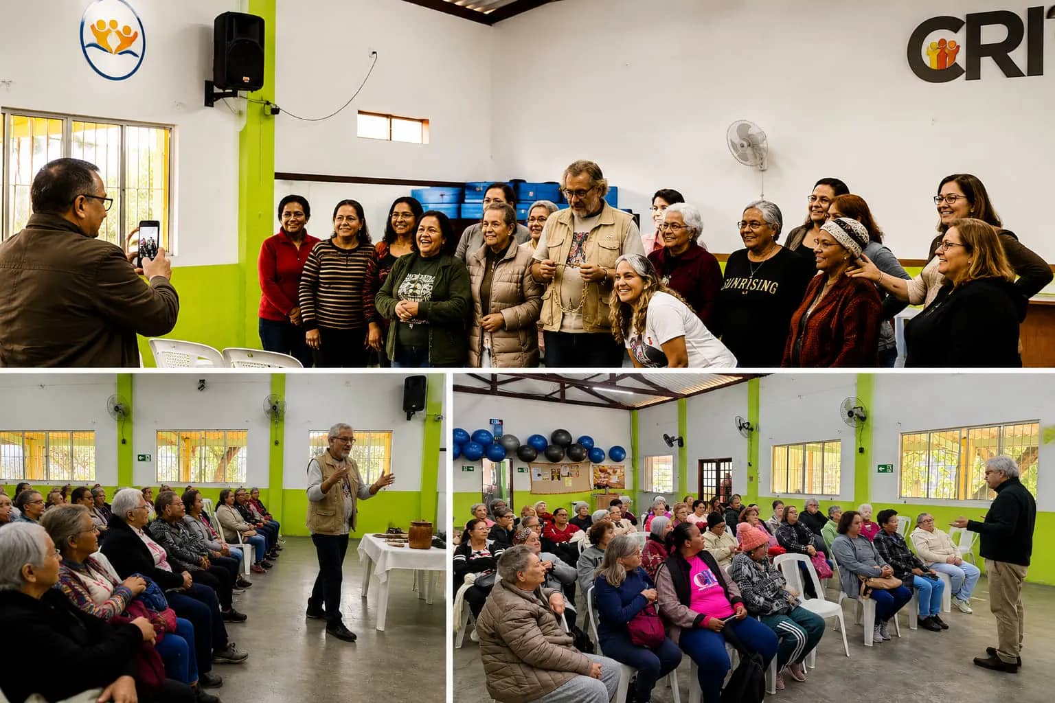 Palestra com participantes do CRI no salão da instituição