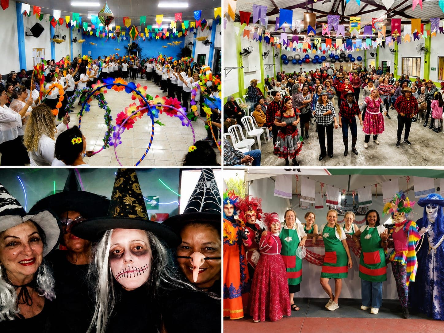 Montagem de festas e eventos culturais realizados pelo CRI