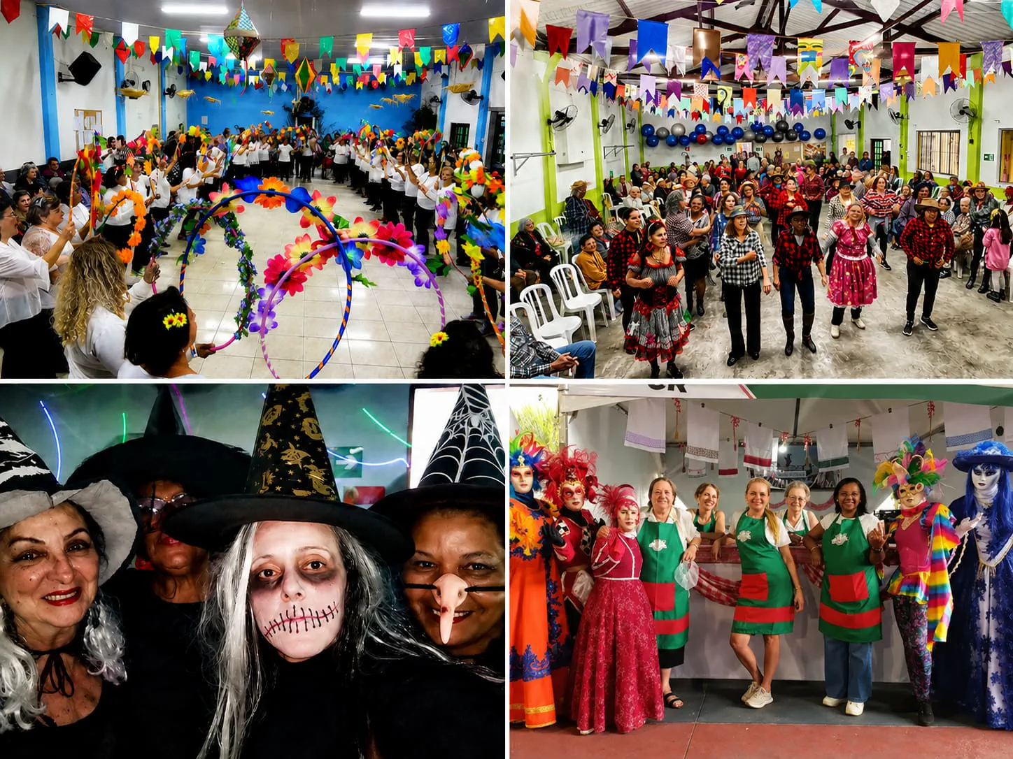 Montagem de festas e eventos culturais realizados pelo CRI
